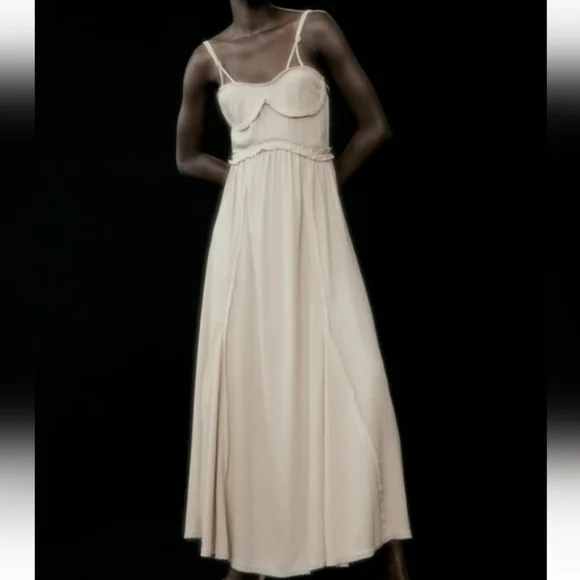 ZARA long strappy Casual Flowy Summer dress - Picture 2 of 12